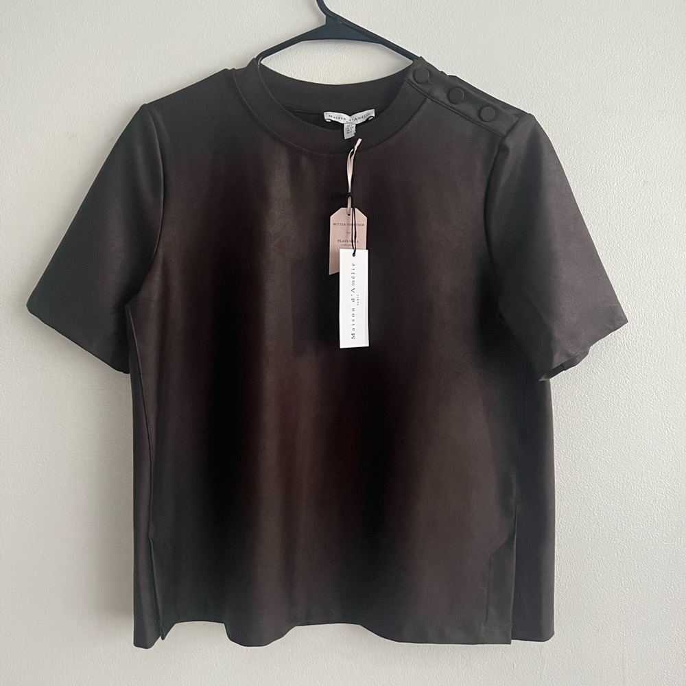 Brown faux leather top